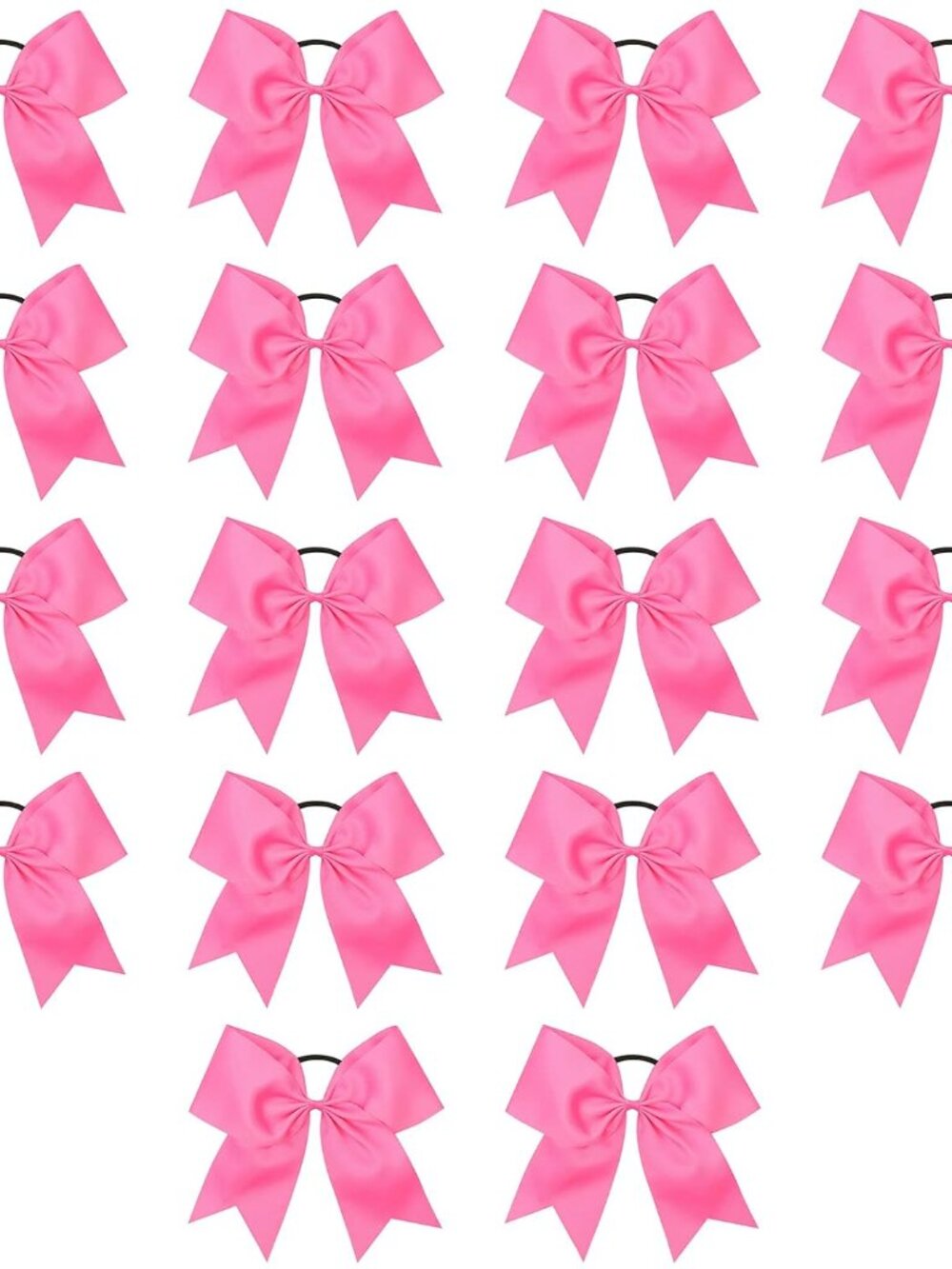 Pink Cheer Hair Bows with Ponytail Holders for Girls, 8 Inch, 18 Pack
